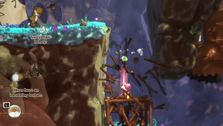Head right and Ground Pound to destroy the wooden structure