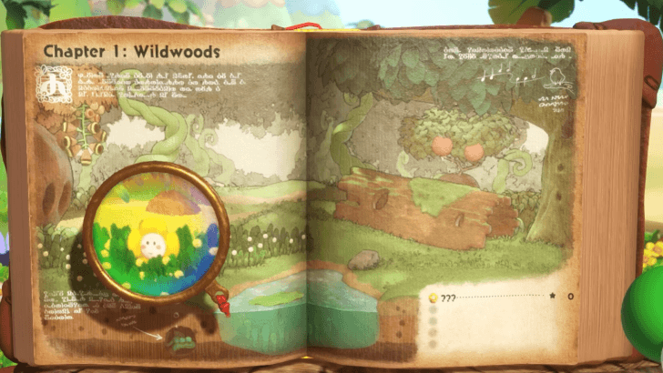 Inspect the flower creature walking in the grass patch using the Magnifying Glass
