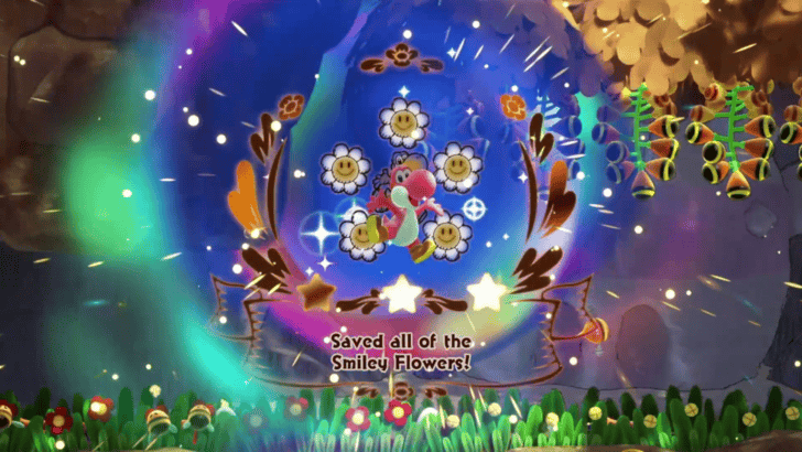 Jump into the 5 big flowers Sparkly Spot to leave the habitat