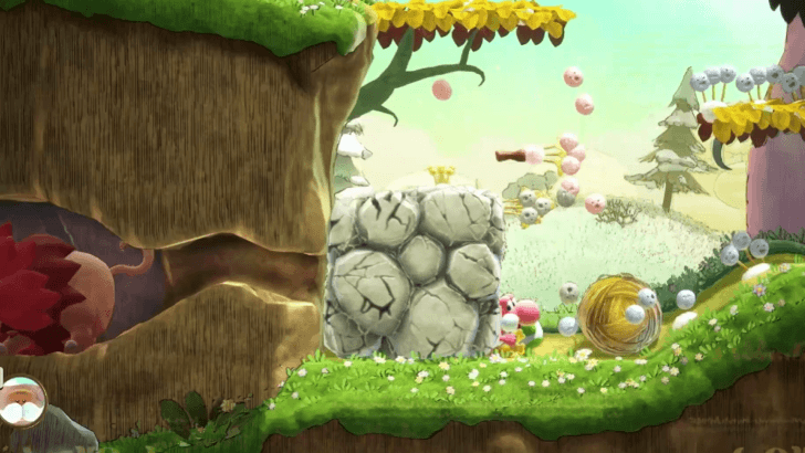 Return to the starting point then go all the way to the left and spread the white puffs on the giant square rock blocking the tunnel